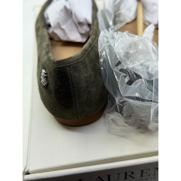 LAUREN Ralph Lauren Jayna Suede Flat Ballet Pumps Dark Olive Womens Size 7.5 B - Picture 8 of 12
